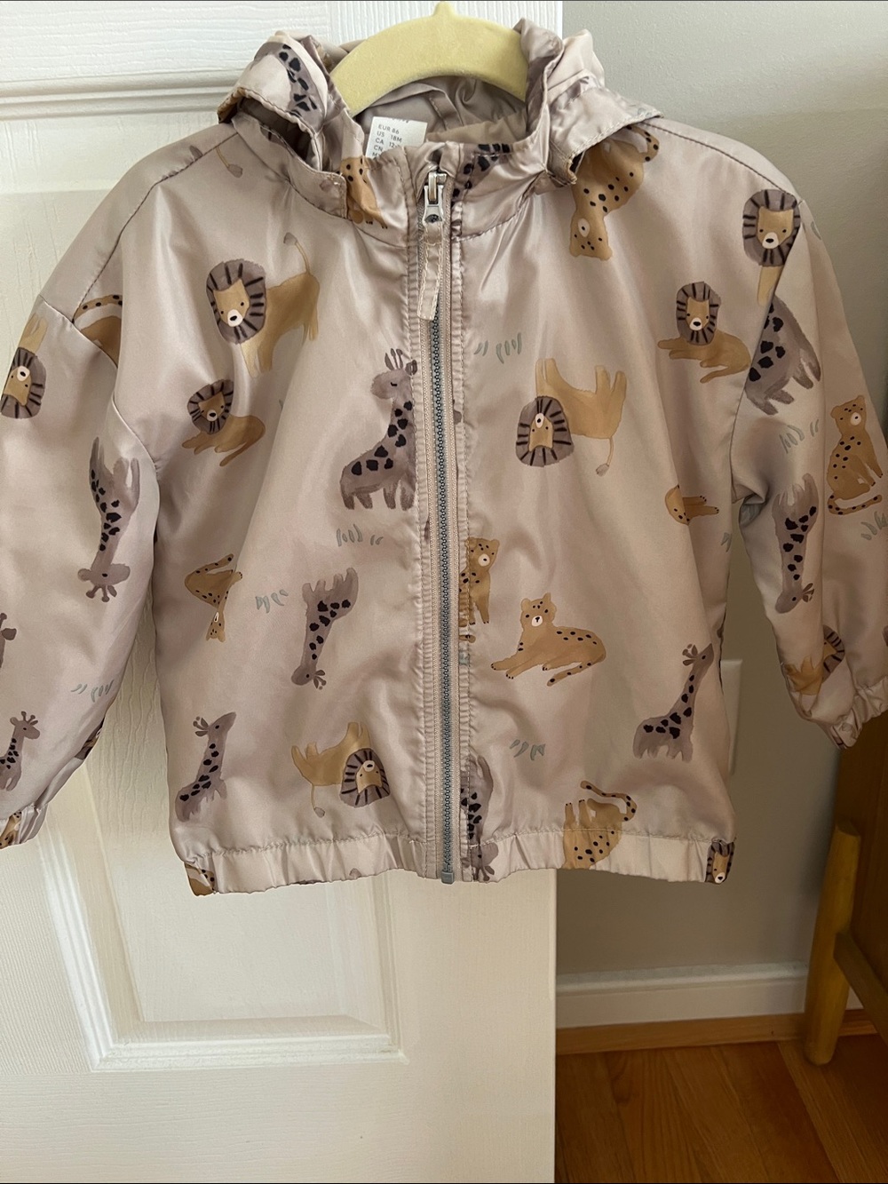 Kids' Animal Print Light Hooded/raincoat jacket - Beige/Tan
